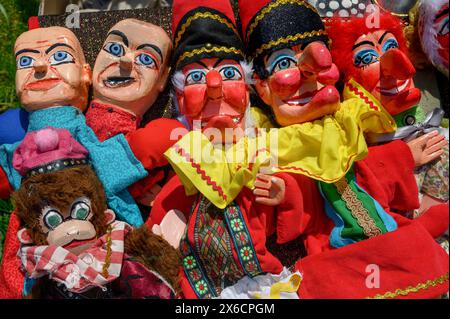 Traditionelle Holzpuppen beim Covent Garden May Fayre and Puppet Festival. 12. Mai 2024. Stockfoto