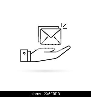 Schwarze Hand wie dünne Inbox-Symbol Stock Vektor