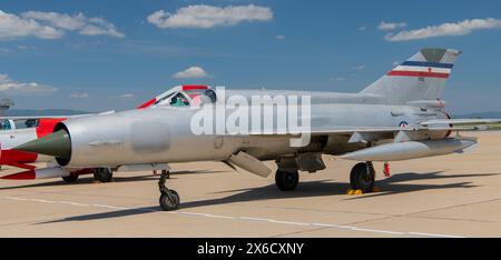 MIG-21 auf der AIRVG Air Show 2024 in Zagreb, Kroatien Stockfoto