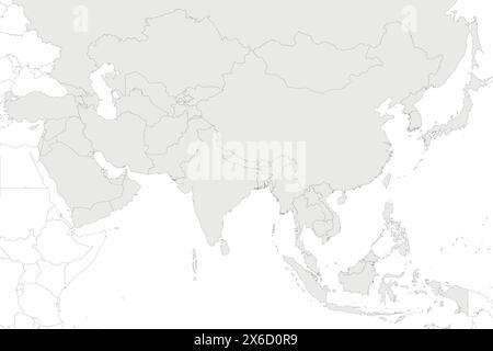 Leere politische Asien-Karte Vektor-Illustration isoliert in weißem Hintergrund. Bearbeitbare und klar beschriftete Ebenen. Stock Vektor