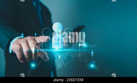 Geschäftsmann-Auswahl von Geschäftszielgruppen. Zielkunde, Einkäuferpersönlichkeit, Konzept des Kundenverhaltens. Marketingplan und -Strategien. Personaliza Stockfoto