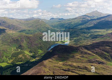 Hubschrauberflugzeug im Eryri-Nationalpark Stockfoto