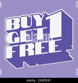 Kaufen Sie 1, und erhalten Sie 1 kostenloses Shopping-Vektor-Symbol. Beim Kauf eines Banners mit 1 Aktionsschaltflächen erhalten Sie 1 gratis. Shopping Button Vektor Stock Vektor