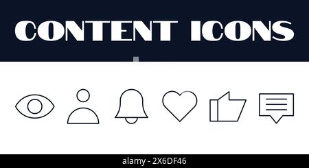 Content Creator-Symbole Festgelegt. Influencer Symbol Illustration Vektor. Vektor für Social Media-Inhalte. Stock Vektor