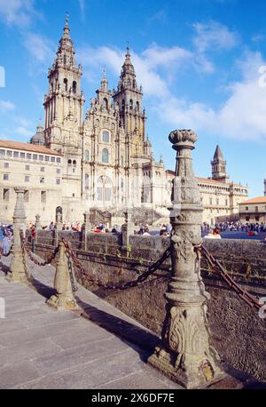 Obradoiro Platz und Kathedrale. Santiago De Compostela, La Coruña Provinz, Galizien, Spanien. Stockfoto
