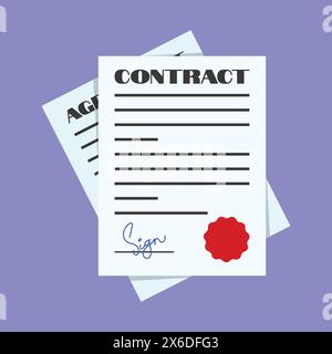 Vertragsvertragsvektor. Symbol für „Business Partnership Contract“. Vereinbarung Handshake Illustration Geschäftsangebot Stock Vektor