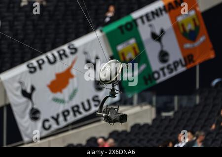 London, Großbritannien. Mai 2024. Die Spider Cam vor dem Premier League-Spiel Tottenham Hotspur gegen Manchester City im Tottenham Hotspur Stadium, London, Großbritannien, 14. Mai 2024 (Foto: Mark Cosgrove/News Images) in London, Großbritannien am 14. Mai 2024. (Foto: Mark Cosgrove/News Images/SIPA USA) Credit: SIPA USA/Alamy Live News Stockfoto