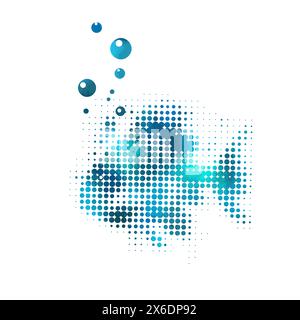 Fischblaue Halbtonpunkte. Nicht AI, Vektorillustration Stock Vektor