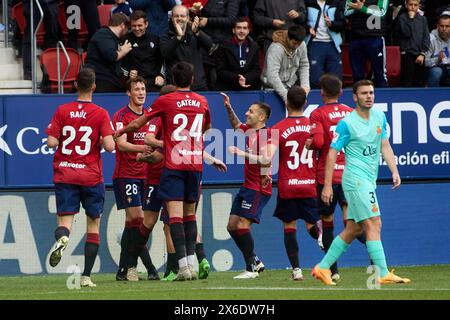 Pamplona, Spanien. Mai 2024. Sport. Fußball/Fußball. Während des Fußballspiels La Liga spielte EA Sports zwischen CA Osasuna und RCD Mallorca am 14. Mai 2024 im El Sadar Stadion in Pamplona (Spanien). Kredit: Inigo Alzugaray/Cordon Press Kredit: CORDON PRESS/Alamy Live News Stockfoto