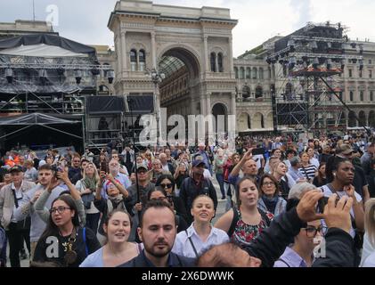 Mailand, Italien. Mai 2024. Generalproben für das große Konzert auf der Piazza Duomo Mailand für Radio Italia. Quelle: Unabhängige Fotoagentur/Alamy Live News Stockfoto