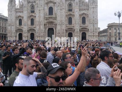 Mailand, Italien. Mai 2024. Generalproben für das große Konzert auf der Piazza Duomo Mailand für Radio Italia. Quelle: Unabhängige Fotoagentur/Alamy Live News Stockfoto