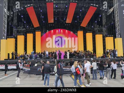 Mailand, Italien. Mai 2024. Generalproben für das große Konzert auf der Piazza Duomo Mailand für Radio Italia. Quelle: Unabhängige Fotoagentur/Alamy Live News Stockfoto