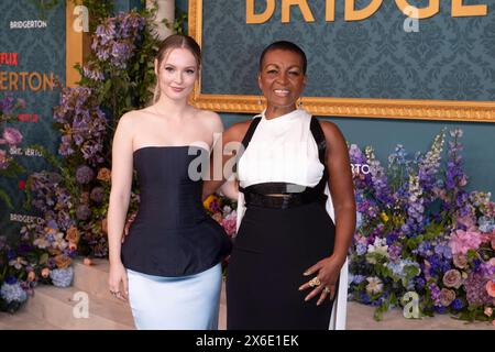 New York, Usa. Mai 2024. Hannah Dodd und Adjoa Andoh nehmen an Netflix ''Bridgerton''-Weltpremiere in der Alice Tully Hall, Lincoln Center, in New York, USA, Teil. am 13. Mai 2024. (Foto von Thenews2/NurPhoto) Credit: NurPhoto SRL/Alamy Live News Stockfoto