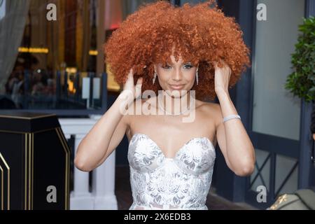 Cannes, Frankreich. Mai 2024. Miss France 2017 Alicia Aylies wird im Hotel Le Majestic Barriere während der 77. Ausgabe des Internationalen Filmfestivals von Cannes am 14. Mai 2024 in Cannes, Frankreich, gesehen. Quelle: Bernard Menigault/Alamy Live News Stockfoto