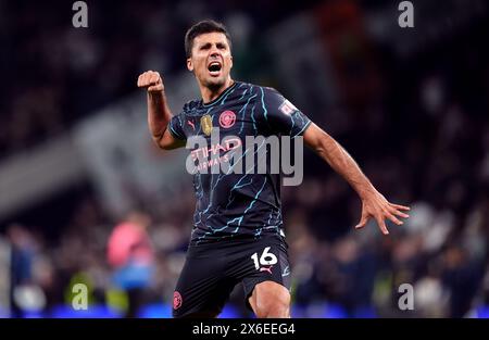 Manchester City's Rodri nach dem Spiel der Premier League im Tottenham Hotspur Stadium in London. Bilddatum: Dienstag, 14. Mai 2024. Stockfoto