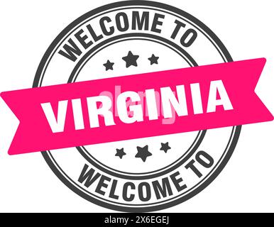 Willkommen bei Virginia Stamp. Rundes Virginia-Schild isoliert auf weißem Hintergrund Stock Vektor