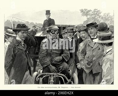 Vintage-Bild, Fahrer in der Tour de France Automobile, einem Sportwagenrennen, das 1899 auf Straßen in ganz Frankreich stattfindet Stockfoto