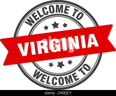 Willkommen bei Virginia Stamp. Rundes Virginia-Schild isoliert auf weißem Hintergrund Stock Vektor