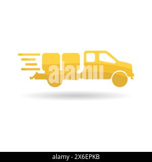 Logo für Frachttransport. Sofortige Lieferung. Symbol „Transport Service Delivery“. Schwarzes Auto, Lkw-Vektor. Vektorabbildung. Stock Vektor