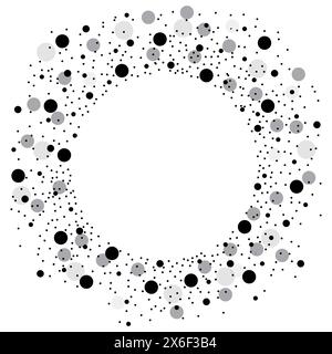 Abstrakter gepunkteter Kreis. Schwarz und grau. Geometrisches Vektormuster. Dynamisches Konstruktionselement. Stock Vektor