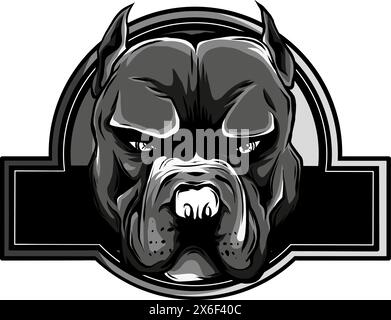 Monochrome Kopf Pit Bull Logo Symbol Designs Vektor Illustration Stock Vektor