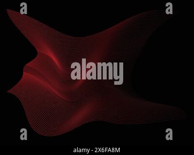 Rote abstrakte Linienwelle mit schwarzem Hintergrund. Konstruktionselement für bewegliche Linien. Moderne rote Gradienten-fließende Wellenlinien. Futuristisches Technologiekonzept. Stock Vektor