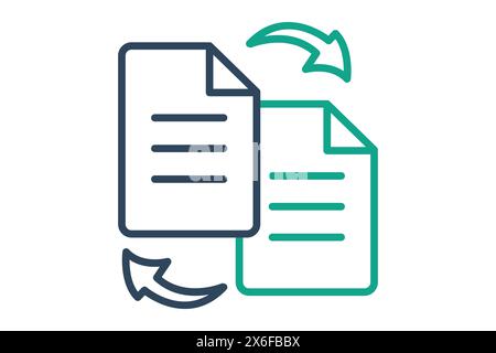 Symbol für Datenübertragung. Bezugshinweise mit Pfeil. Symbol für Informationstechnologie. Liniensymbolstil. Illustration des Technologieelements Vektor Stock Vektor