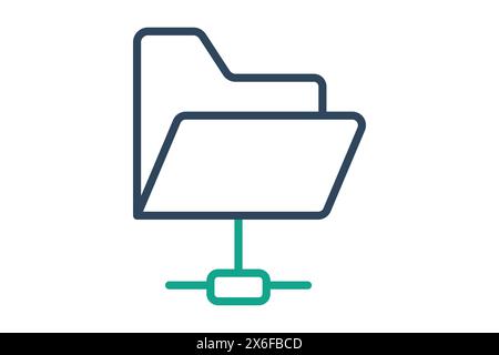 Symbol für freigegebenen Ordner. Symbol für Informationstechnologie. Liniensymbolstil. Illustration des Technologieelements Vektor Stock Vektor