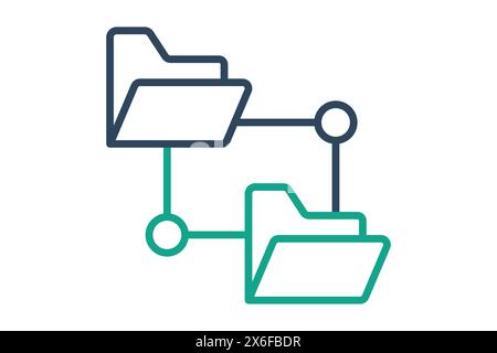 Symbol für Netzwerkordner. Symbol für Informationstechnologie. Liniensymbolstil. Illustration des Technologieelements Vektor Stock Vektor