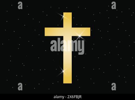 Elegantes und heiliges christliches Kreuz mit Ringen isolierte Vektorillustration. Religiöser Hintergrund. Entwurf für Christentum, Jesus, kirchliche Wohltätigkeit, Stock Vektor