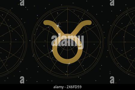 Stier ist das zweite astrologische Zeichen im modernen Tierkreiszeichen. Mit Sternen und Galaxienhintergrund Stock Vektor