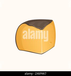 Stück harter feiner Käse mit grauer Rinde. Vektorabbildung. Französischer Käse Tomme in realistischem Stil. Ideal für Poster Stock Vektor