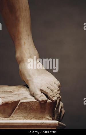 Florenz, Italien - 31. Dezember 2023: David, ein Meisterwerk der italienischen Renaissance-Skulptur, geschaffen von 1501 bis 1504 von Michelangelo in der Galleria dell Stockfoto