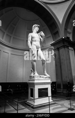 Florenz, Italien - 31. Dezember 2023: David, ein Meisterwerk der italienischen Renaissance-Skulptur, geschaffen von 1501 bis 1504 von Michelangelo in der Galleria dell Stockfoto