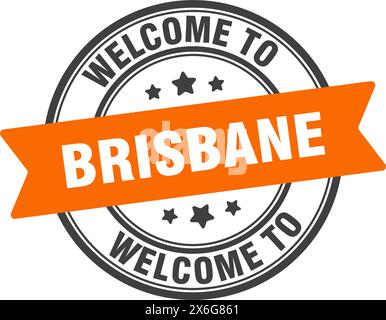 Willkommen bei Brisbane STAMP. Brisbane rundes Schild isoliert auf weißem Hintergrund Stock Vektor