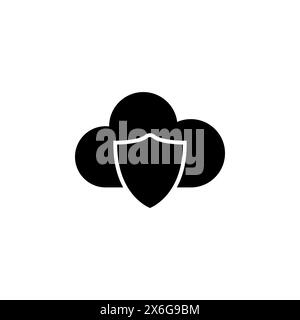 Shield Cloud, flaches Vektorsymbol für Datenschutz. Einfaches, ausgefülltes Symbol auf weißem Hintergrund. Shield Cloud, Data Protection Sign Design Template f Stock Vektor