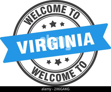 Willkommen bei Virginia Stamp. Rundes Virginia-Schild isoliert auf weißem Hintergrund Stock Vektor