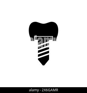 Zahnimplantat, Zahnrestauration Flachvektor-Symbol. Einfaches, ausgefülltes Symbol auf weißem Hintergrund. Zahnimplantat, Zahnrestauration Zeichen Design te Stock Vektor