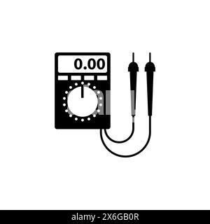 Digitalmultimeter, elektrisches Voltmeter flaches Vektorsymbol. Einfaches, ausgefülltes Symbol auf weißem Hintergrund. Digital-Multimeter elektrisches Voltmeter-Schild Stock Vektor