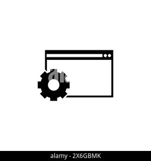 Browser-Einrichtung, Symbol für „Einstellungen konfigurieren“ für den flachen Vektor. Einfaches, ausgefülltes Symbol auf weißem Hintergrund. Browsereinrichtung, Einstellungen konfigurieren, Design des Zeichens Stock Vektor