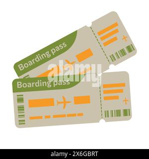 Buchung von Tickets für Sommerferien. Flugtickets. Vorlage für Tickets für Bordkarten. Vorlage für Bordkarten der Fluggesellschaft. Symbol für Flugtickets. Vektorabbildung Stock Vektor