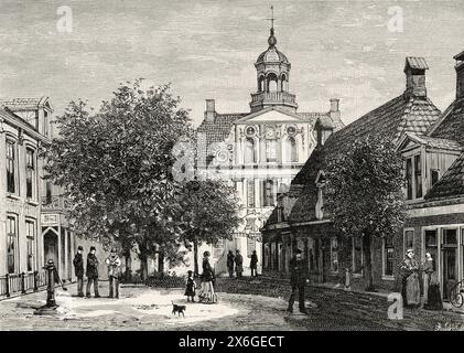 Rathaus Heerenveen, Friesland, Niederlande, Europa. Friesland, niederländische Zeitung de Aarde en Haar volken, 1883. Le Tour du Monde 1886 Stockfoto