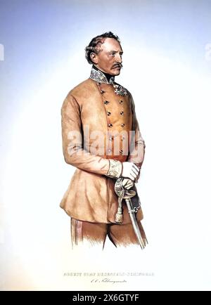 August Franz Johann Christoph Graf von Degenfeld-Schönburg (auch Schomberg, geb. 10. Dezember 1798 in Gross-Kanicsa (Nagykanizsa), Ungarn, gest. 5. Dezember 1876 in Altmünster bei Gmunden) war ein oesterreichischer Feldzeugmeister und 1860–1864 K.K. Kriegsminister, Historisch, digital restaurierte Reproduktion von einer Vorlage aus dem 19. Jahrhundert, Datum nicht angegeben Stockfoto