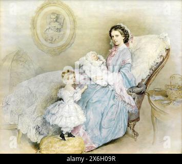 Kaiserin Elisabeth mit ihren Kindern, Elisabeth von oesterreich geb. 24. Dezember 1837 als Elisabeth Amalie Eugenie von Wittelsbach, Herzogin in Bayer Stockfoto