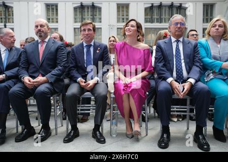 Madrid, Spanien. Mai 2024. Sabel Diaz Ayuso und José Luis Martínez-Almeida nehmen an den Ehrenprämien des Madrider Stadtrates San Isidro im Kristallpalast in Madrid Teil, 15. Mai 2024 Spanien Credit: SIPA USA/Alamy Live News Stockfoto