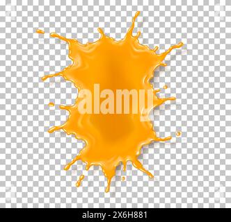Orangensaft Spritzen Abstrich realistische Vektor-Illustration. Gesundes Getränk. Tropisches Getränk spritzt 3D-Objekt auf transparentem Hintergrund Stock Vektor