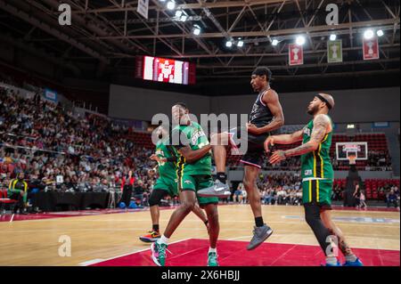 Die Harlem Globetrotters treten im Prinz Felipe Pavillon in Saragossa auf Stockfoto