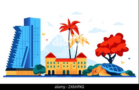 Architektur und Natur von Sri Lanka - moderne farbige Vektor-Illustration Stock Vektor