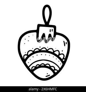 Weihnachtskugel-Bild kritzeln. Saisonales Ornament Spielzeug isoliert auf weißem Hintergrund. Festliche Dekoration. Vektor-Illustration zum Neujahr. Traditionell Stock Vektor