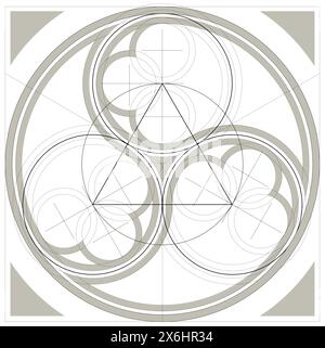 Geometrisches Diagramm Zeichnung Gothic Fenster Stock Vektor